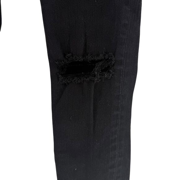 Madewell Jeans Size 24 Black Distressed Stretch 11 Inch High Rise Skinny Frayed - Picture 4 of 10